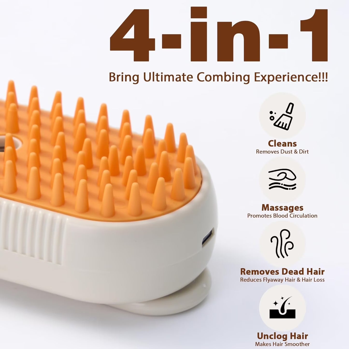4 in 1 Cat Steam Brush for Shedding, Rechargeable Cat Brush with Steam, Anti-Static Steam Pet Brush, Massage, Cleaning, Shedding & Combing All in One,