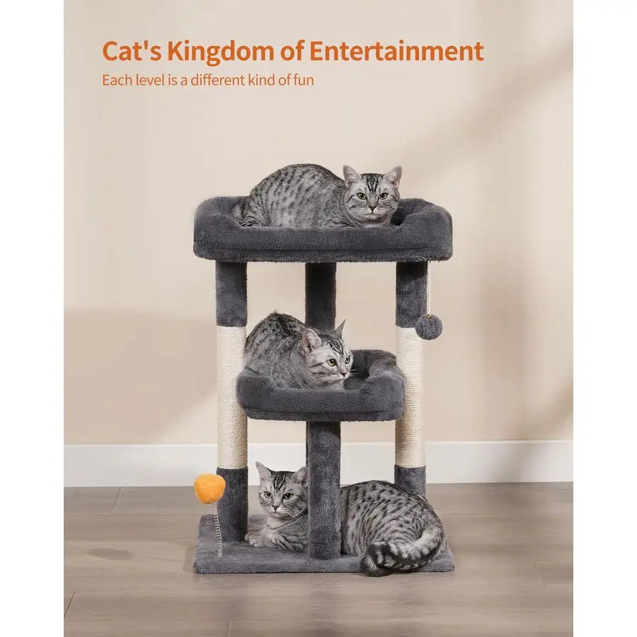 27.6Inch Cat Tree, Cat Tower for Indoor Cats, Cat Condo for Large Cats, Small Cat Tree with Scratching Post, Toy Balls, for Kitt