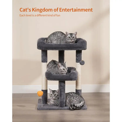 27.6Inch Cat Tree, Cat Tower for Indoor Cats, Cat Condo for Large Cats, Small Cat Tree with Scratching Post, Toy Balls, for Kitt