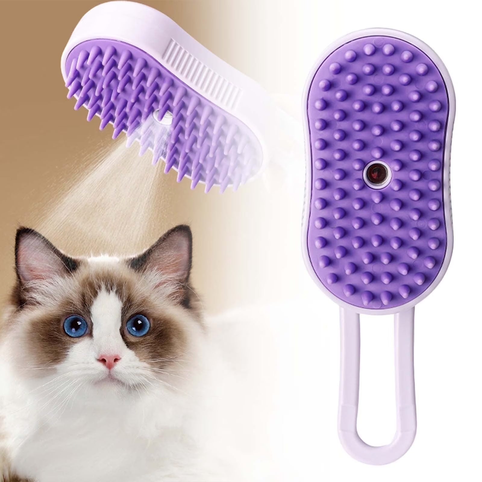 4 in 1 Cat Steam Brush for Shedding, Rechargeable Cat Brush with Steam, Anti-Static Steam Pet Brush, Massage, Cleaning, Shedding & Combing All in One,