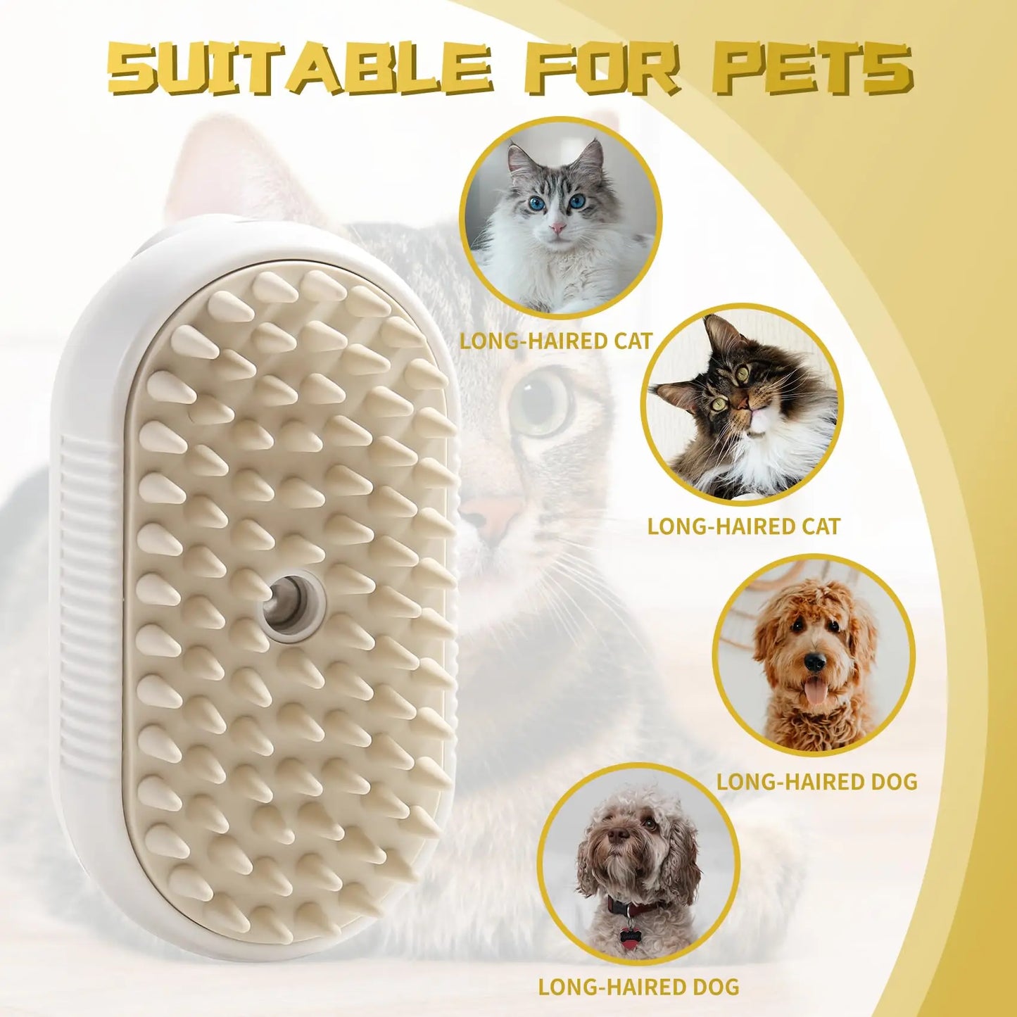 Steam Brush Cat Hair Steam Brush Steamy Cats Brush Electric Spray Pet Comb Grooming Removing Tangled and Loose Cats Accessories