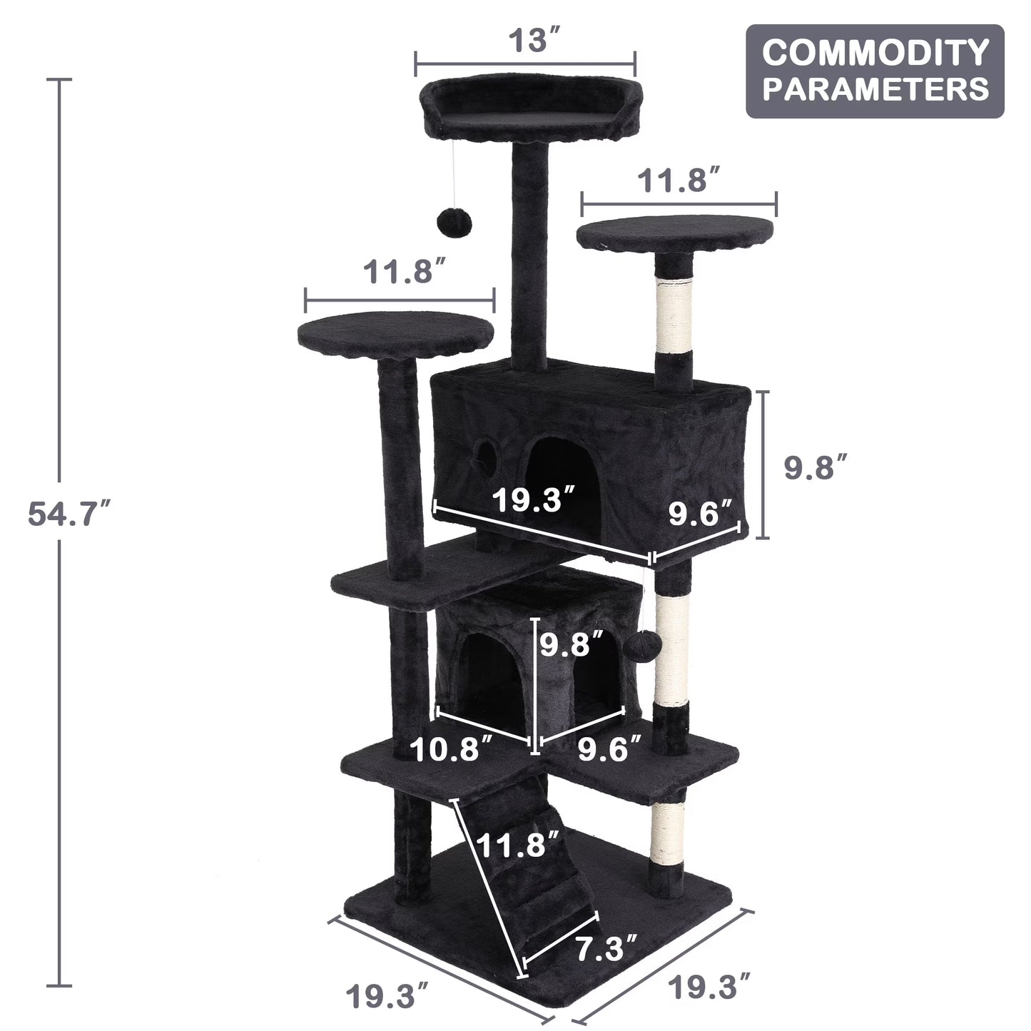 54 Inch Tall Cat Trees and Towers for Small Medium Cats, Multi-Level Cat Tree Tower with Scratching Posts Stand Cat Condos Cat Towers for Indoor Cats Kitten Pet Play House