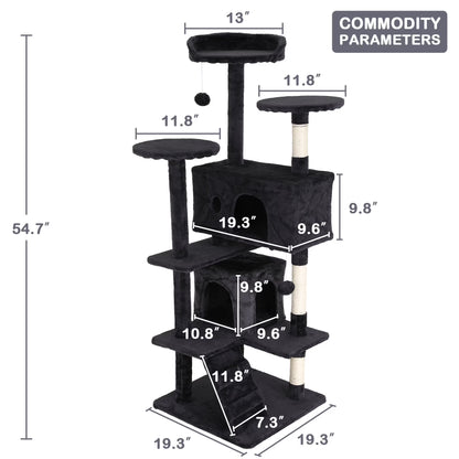 54 Inch Tall Cat Trees and Towers for Small Medium Cats, Multi-Level Cat Tree Tower with Scratching Posts Stand Cat Condos Cat Towers for Indoor Cats Kitten Pet Play House