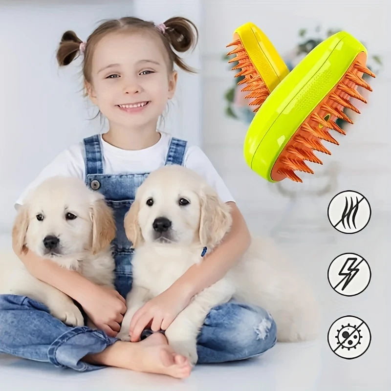 Steam Brush Cat Hair Steam Brush Electric Spray Steamy Cats Brush Pet Comb Grooming Removing Tangled and Loose Cats Accessorie