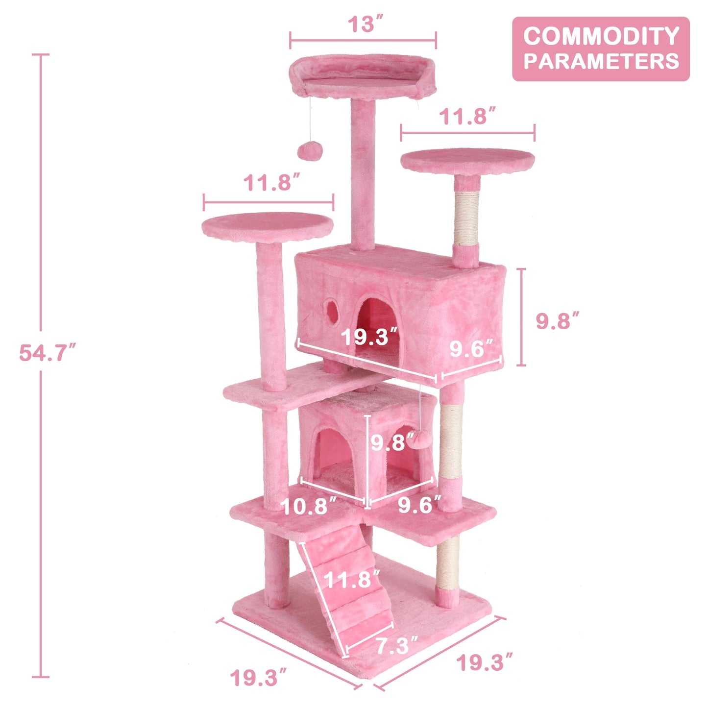54 Inch Tall Cat Trees and Towers for Small Medium Cats, Multi-Level Cat Tree Tower with Scratching Posts Stand Cat Condos Cat Towers for Indoor Cats Kitten Pet Play House