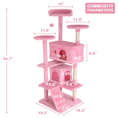 54 Inch Tall Cat Trees and Towers for Small Medium Cats, Multi-Level Cat Tree Tower with Scratching Posts Stand Cat Condos Cat Towers for Indoor Cats Kitten Pet Play House