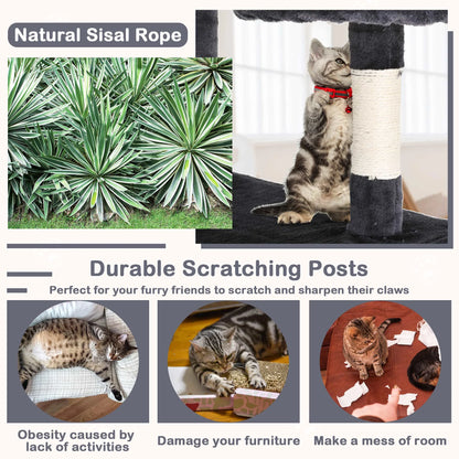 54 Inch Tall Cat Trees and Towers for Small Medium Cats, Multi-Level Cat Tree Tower with Scratching Posts Stand Cat Condos Cat Towers for Indoor Cats Kitten Pet Play House
