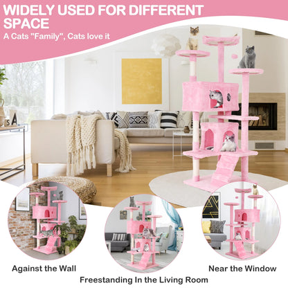 54 Inch Tall Cat Trees and Towers for Small Medium Cats, Multi-Level Cat Tree Tower with Scratching Posts Stand Cat Condos Cat Towers for Indoor Cats Kitten Pet Play House