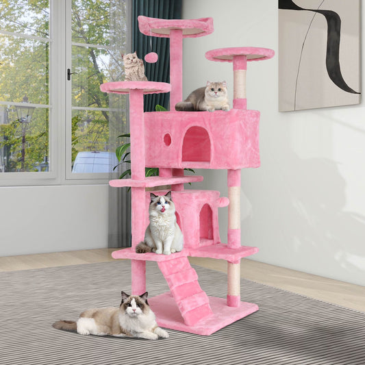 54 Inch Tall Cat Trees and Towers for Small Medium Cats, Multi-Level Cat Tree Tower with Scratching Posts Stand Cat Condos Cat Towers for Indoor Cats Kitten Pet Play House