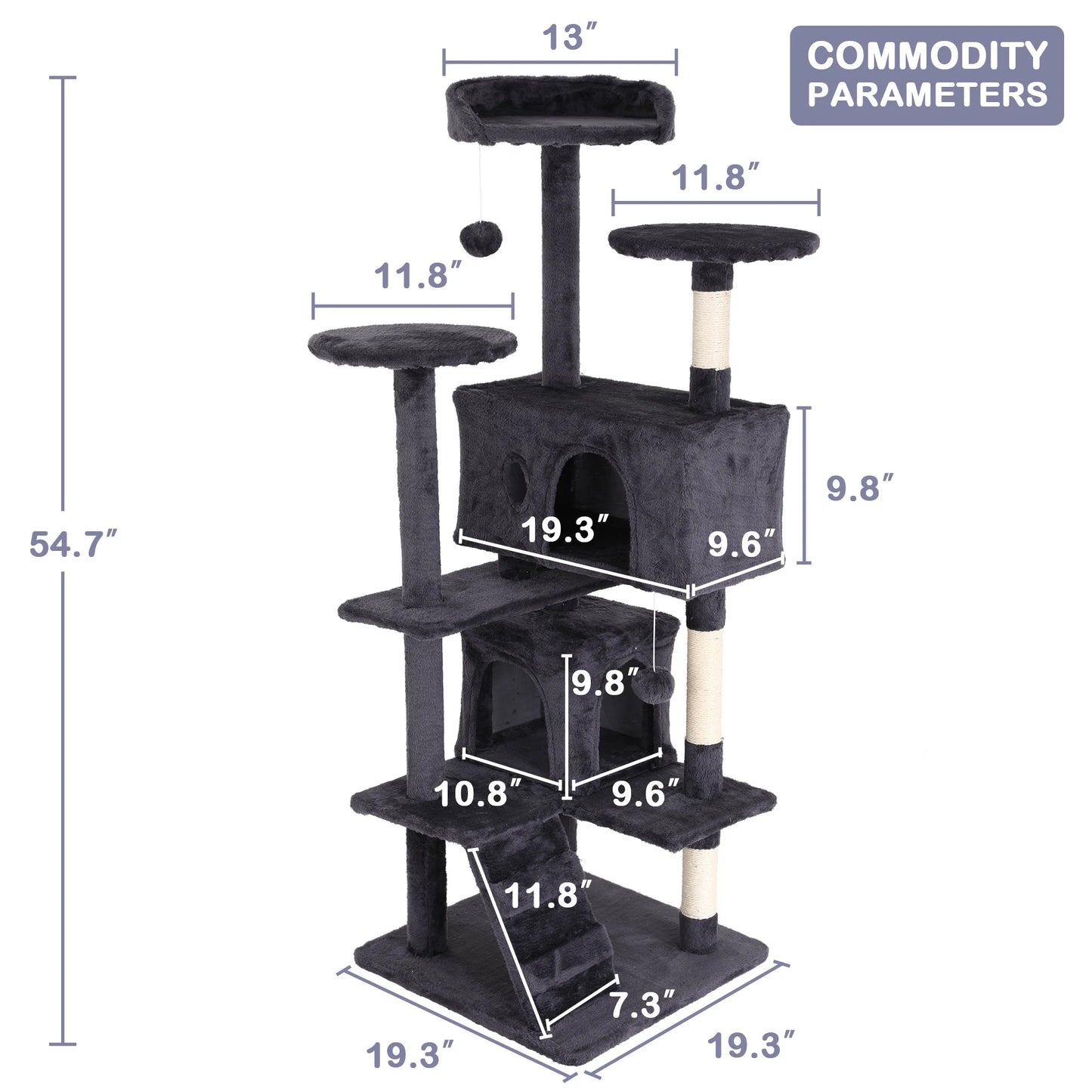 54 Inch Tall Cat Trees and Towers for Small Medium Cats, Multi-Level Cat Tree Tower with Scratching Posts Stand Cat Condos Cat Towers for Indoor Cats Kitten Pet Play House