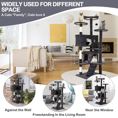 54 Inch Tall Cat Trees and Towers for Small Medium Cats, Multi-Level Cat Tree Tower with Scratching Posts Stand Cat Condos Cat Towers for Indoor Cats Kitten Pet Play House