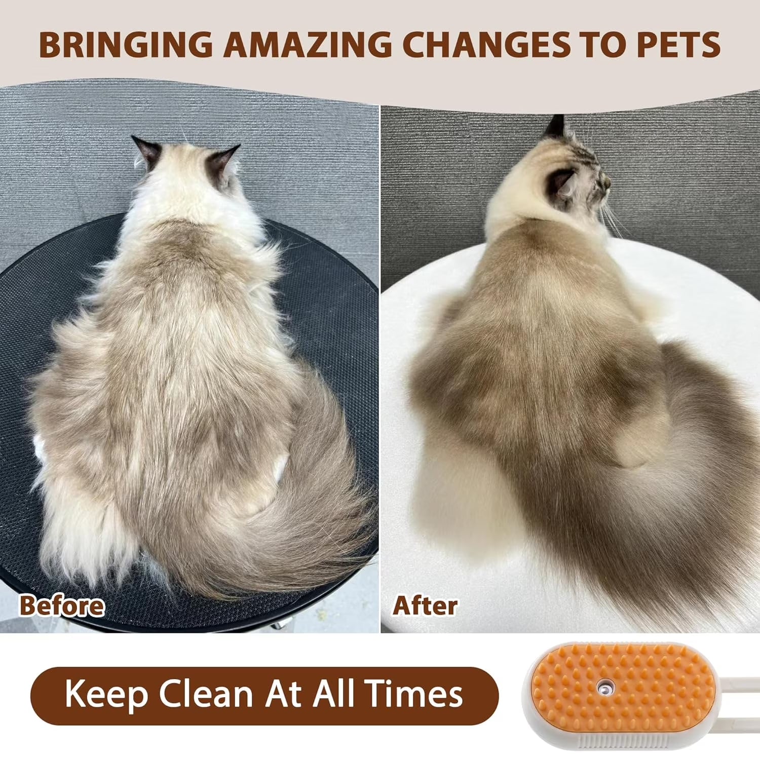 4 in 1 Cat Steam Brush for Shedding, Rechargeable Cat Brush with Steam, Anti-Static Steam Pet Brush, Massage, Cleaning, Shedding & Combing All in One,