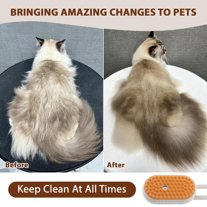 4 in 1 Cat Steam Brush for Shedding, Rechargeable Cat Brush with Steam, Anti-Static Steam Pet Brush, Massage, Cleaning, Shedding & Combing All in One,