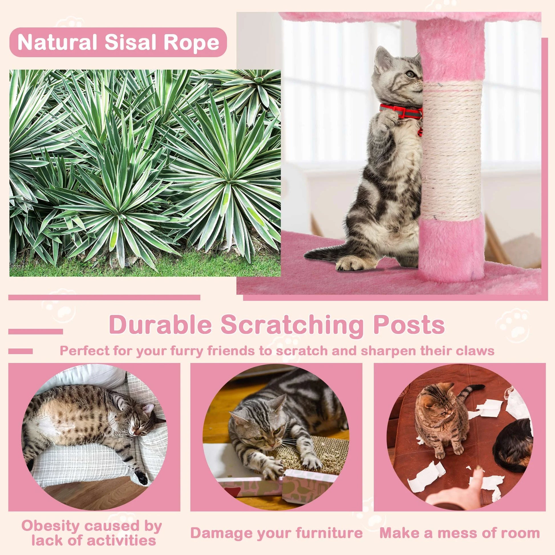 54 Inch Tall Cat Trees and Towers for Small Medium Cats, Multi-Level Cat Tree Tower with Scratching Posts Stand Cat Condos Cat Towers for Indoor Cats Kitten Pet Play House