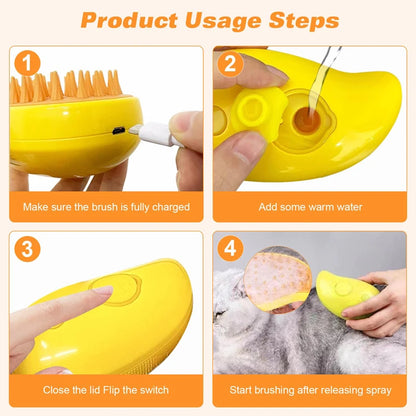 Steam Brush Cat Hair Steam Brush Electric Spray Steamy Cats Brush Pet Comb Grooming Removing Tangled and Loose Cats Accessorie