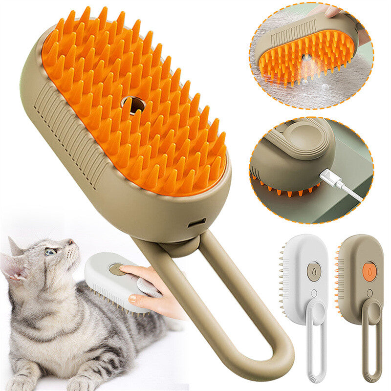 Cat Steam Brush Steamy Dog Brush 3 in 1 Electric Spray Cat Hair Brushes for Mass