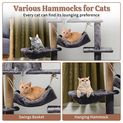 52" Tall Cat Tree Tower Condo with Sisal Scratching Post and Perch,Dark Gray