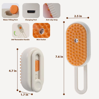 4 in 1 Cat Steam Brush for Shedding, Rechargeable Cat Brush with Steam, Anti-Static Steam Pet Brush, Massage, Cleaning, Shedding & Combing All in One,