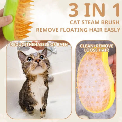 Steam Brush Cat Hair Steam Brush Electric Spray Steamy Cats Brush Pet Comb Grooming Removing Tangled and Loose Cats Accessorie