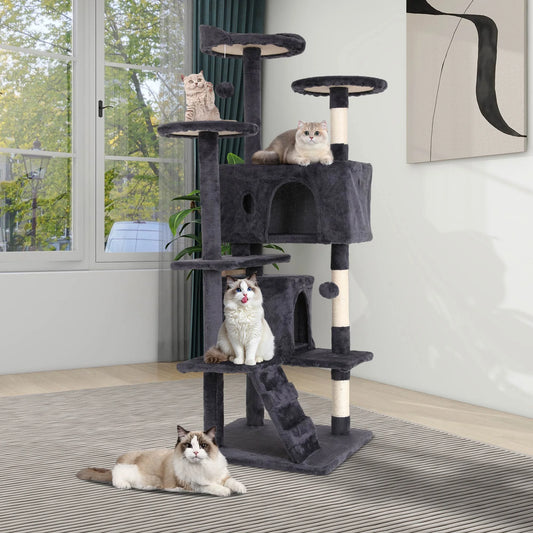54 Inch Tall Cat Trees and Towers for Small Medium Cats, Multi-Level Cat Tree Tower with Scratching Posts Stand Cat Condos Cat Towers for Indoor Cats Kitten Pet Play House