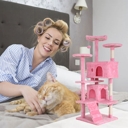 54 Inch Tall Cat Trees and Towers for Small Medium Cats, Multi-Level Cat Tree Tower with Scratching Posts Stand Cat Condos Cat Towers for Indoor Cats Kitten Pet Play House